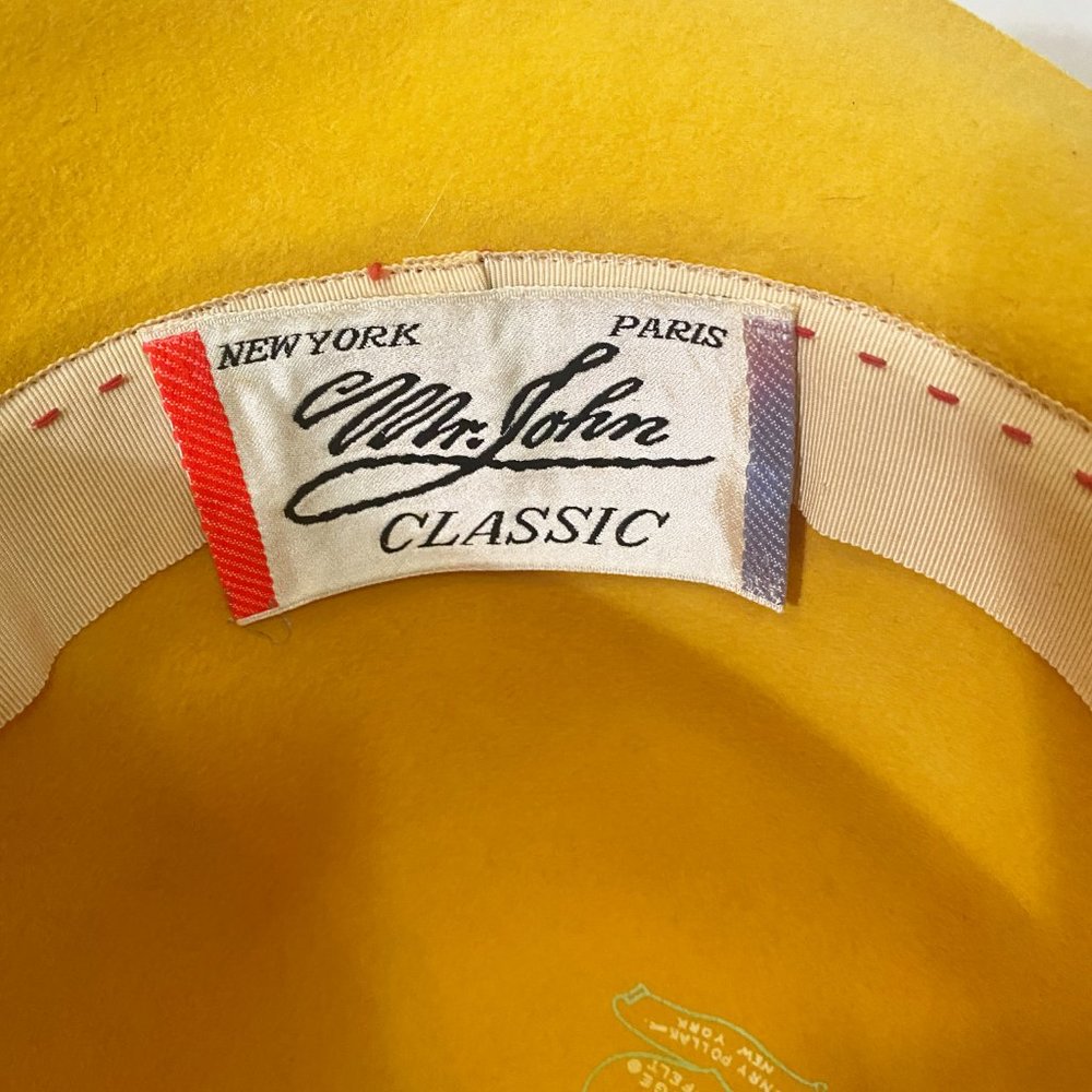 Vintage Mr. John Classic 100% Mustard Wool Mouchoir Melange Felt Cloche Hat - Picture 6 of 8